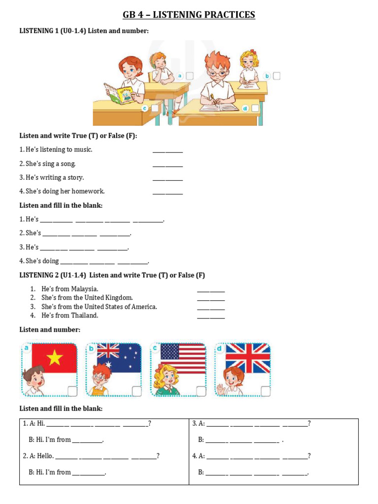 Listening Practice Exercises for ESL | PDF