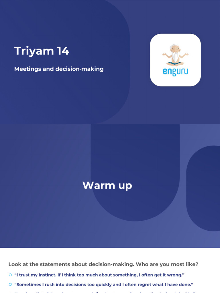 Triyam 14 - Meetings and Decision Making | PDF