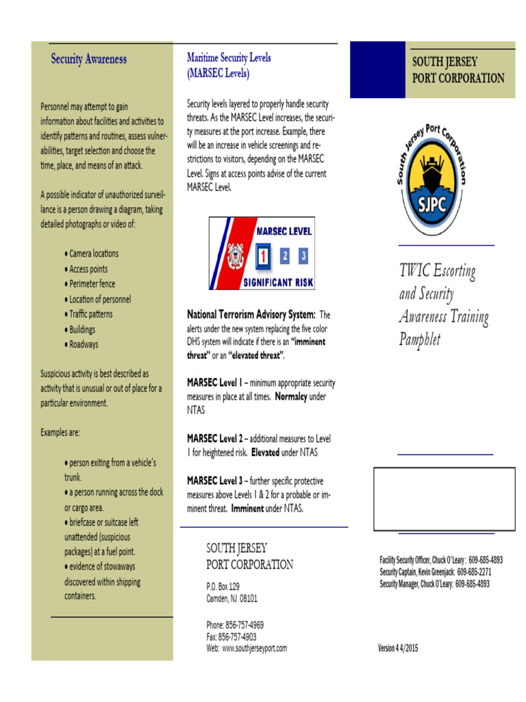 TWIC Escorting & Security Training Guide | PDF