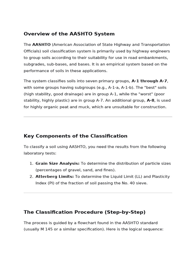 AASHTO Soil Classification Overview | PDF | Silt | Natural Materials
