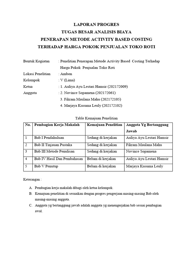 Progres Penerapan ABC di Toko Roti | PDF