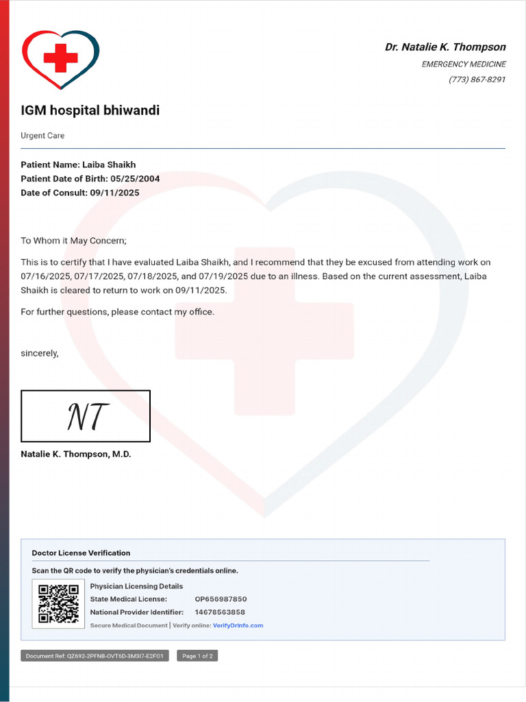 Doctor Note With Signature | PDF