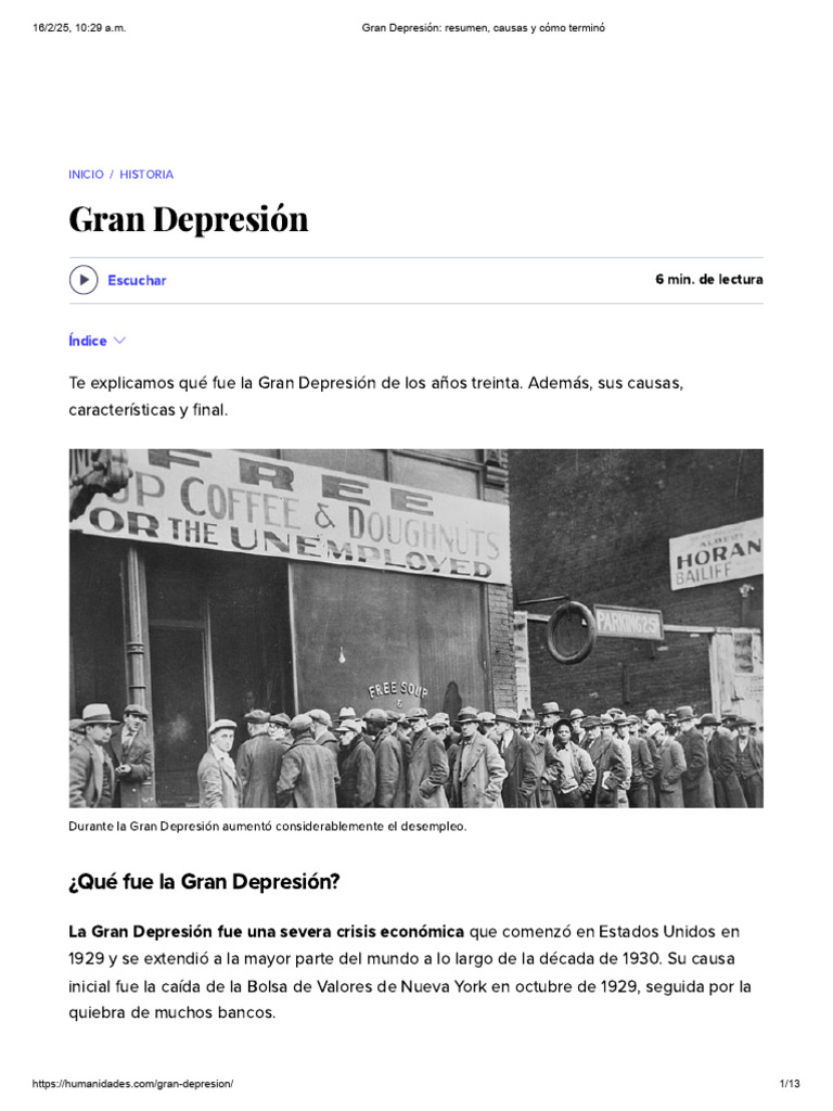 Duración de la Gran Depresión | PDF | Gran depresion | Nuevo acuerdo