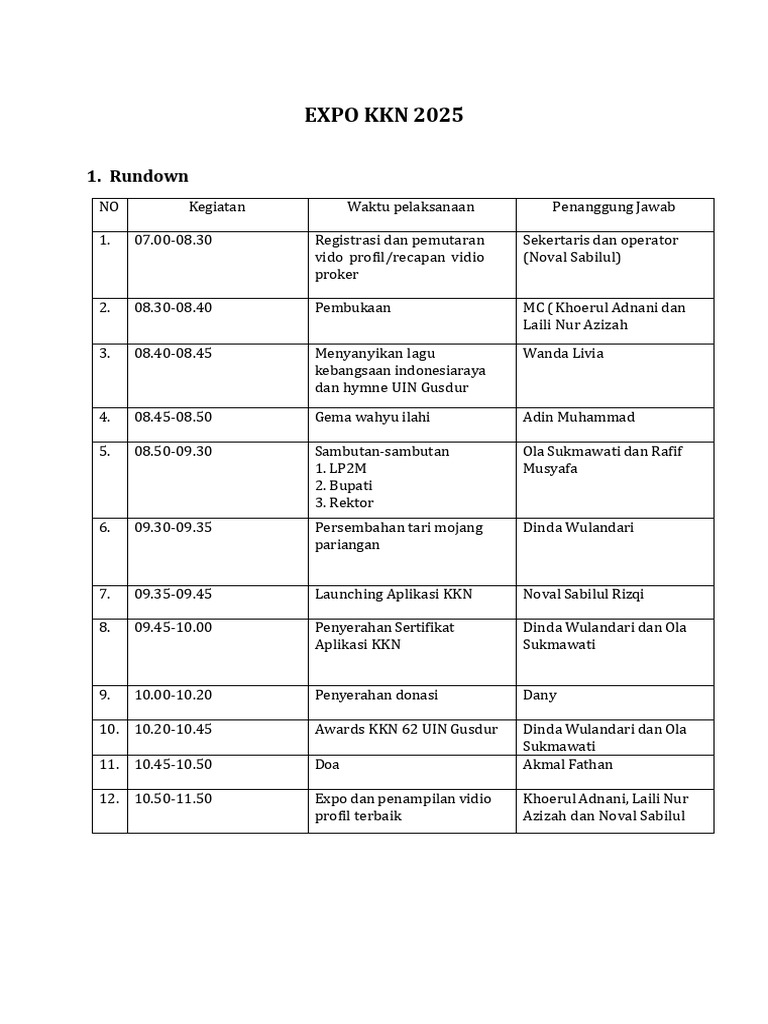 Rundown dan Ketentuan Expo KKN 2025 | PDF