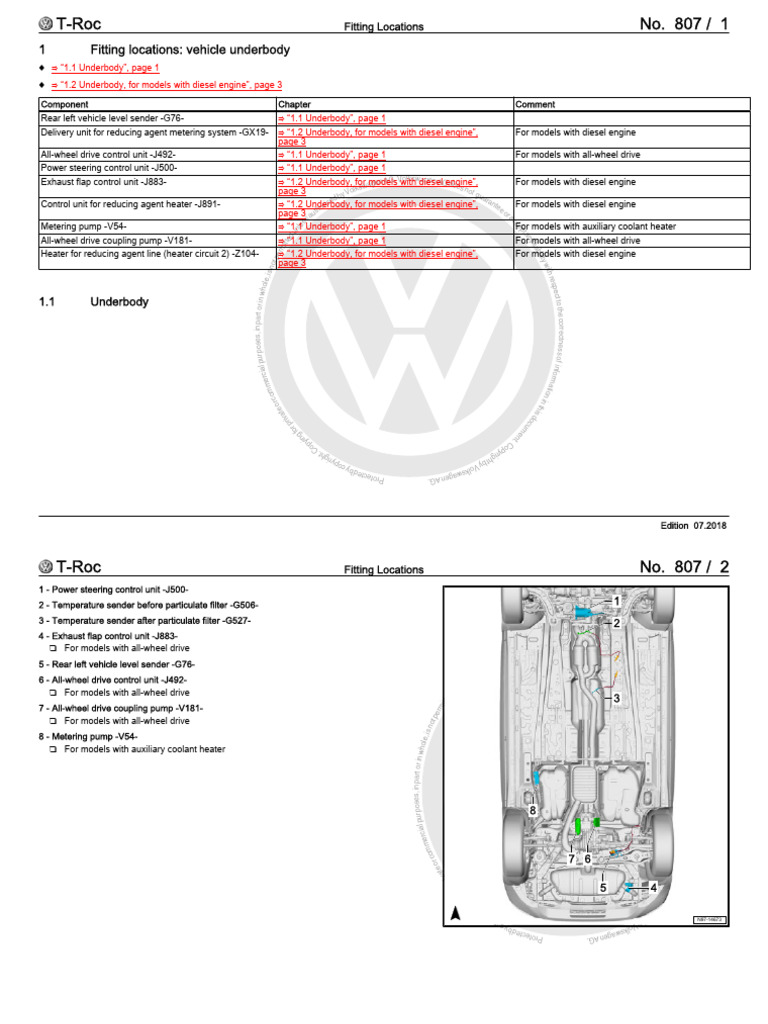 T-Roc Underbody Fitting Locations Guide | PDF | Engines | Land Vehicles