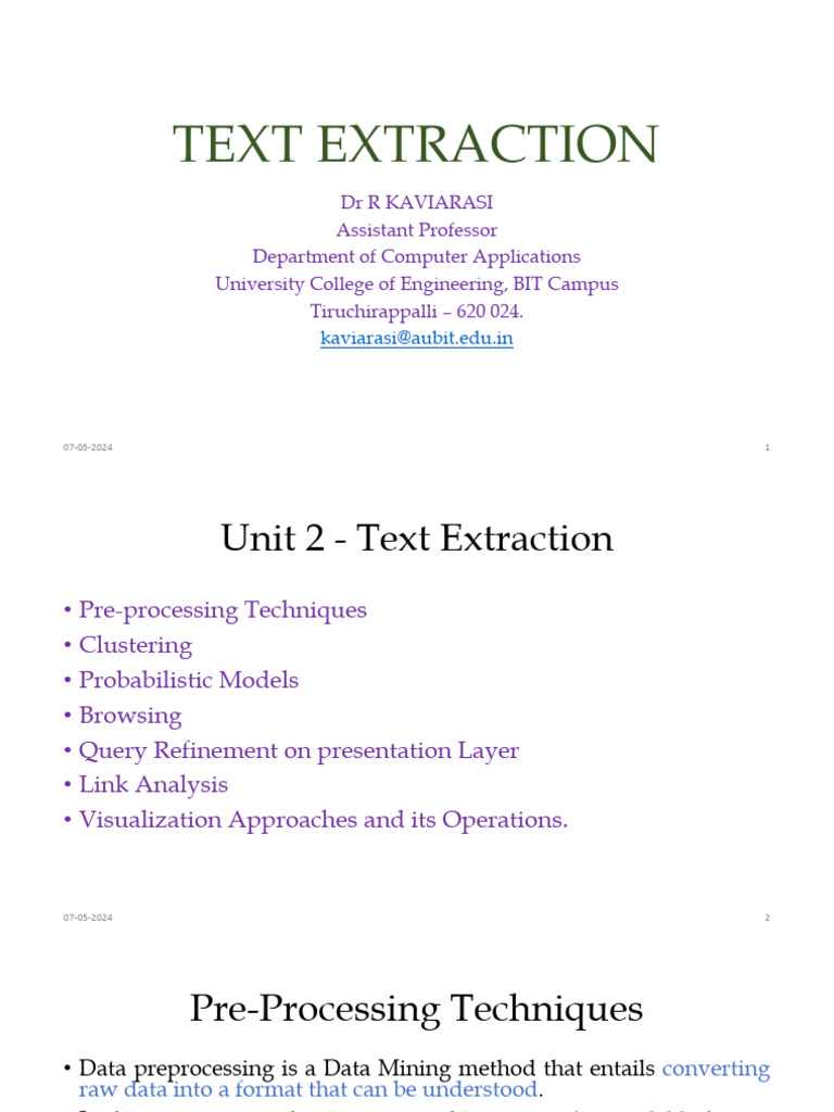 Text Extraction and Pre-Processing Techniques | PDF | Cluster Analysis ...