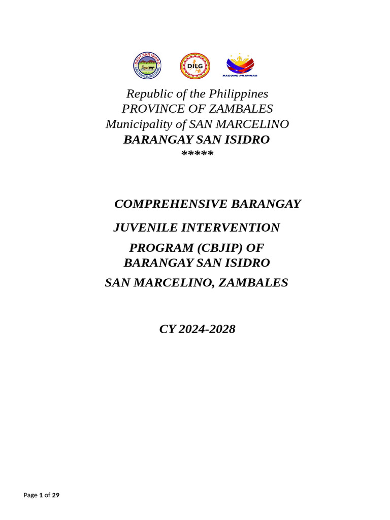 CBJIP for Barangay San Isidro 2024-2028 | PDF | Child Abuse | Child ...