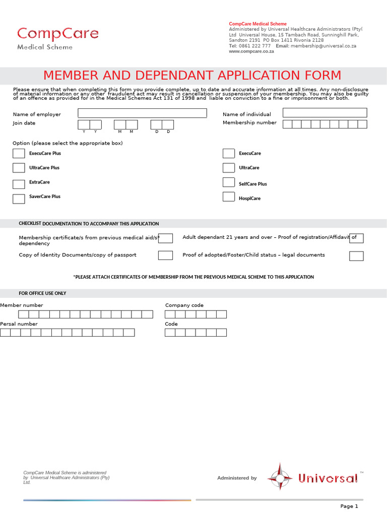 CompCare SaverCare Plus Application Form | PDF | Debit Card | Urinary ...
