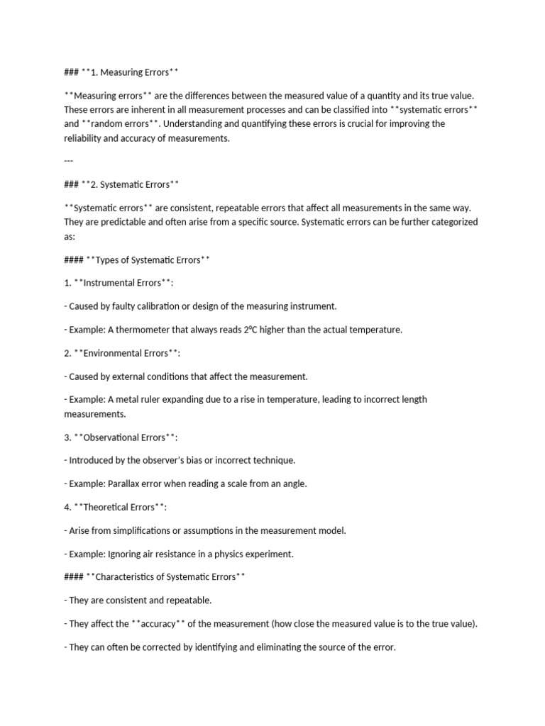 Understanding Measurement Errors | PDF | Observational Error | Errors ...