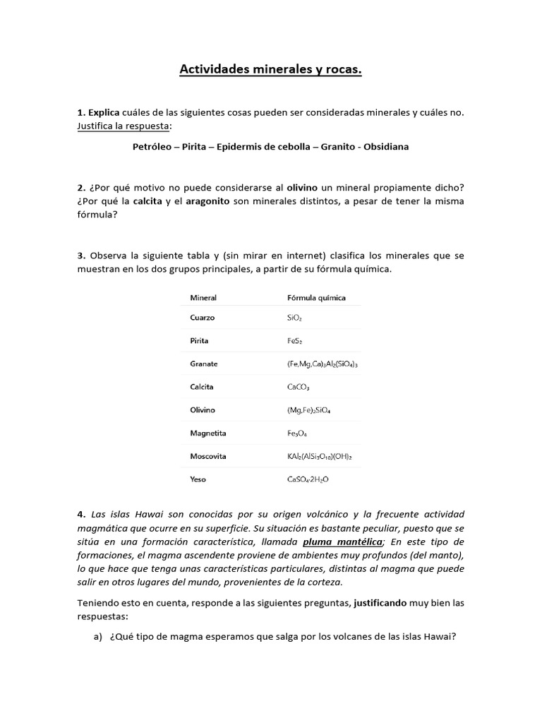 Clasificación de Minerales y Rocas | PDF | Roca (geología) | Magma