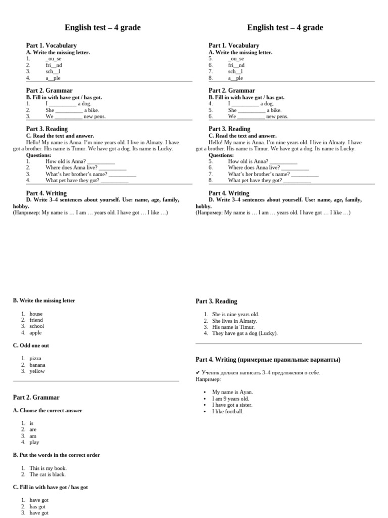 English Tests for Grades 4-6 | PDF | Chess Openings | Chess