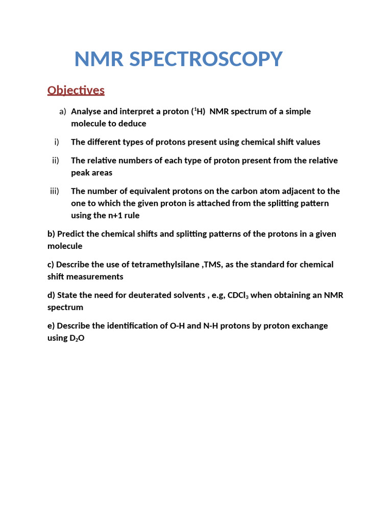 NMR Spectroscopy: Proton Analysis Guide | PDF | Nuclear Magnetic ...