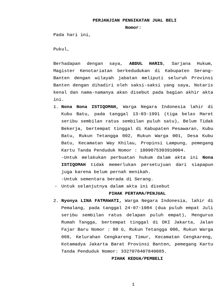 Contoh PPJB Tanah dan Bangunan | PDF