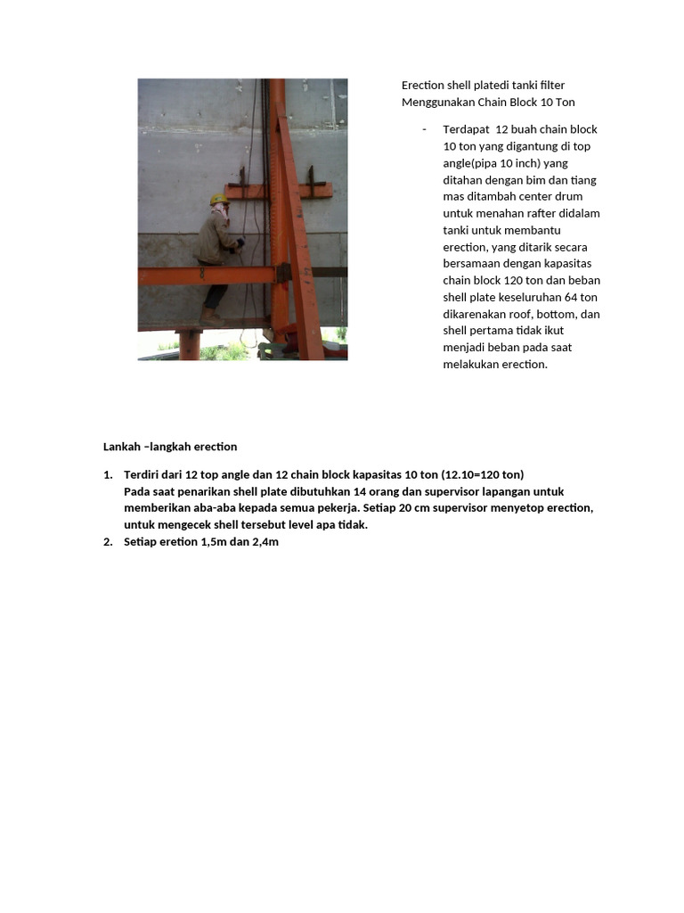 Erection Shell Plate Tanki Filter 64 Ton | PDF