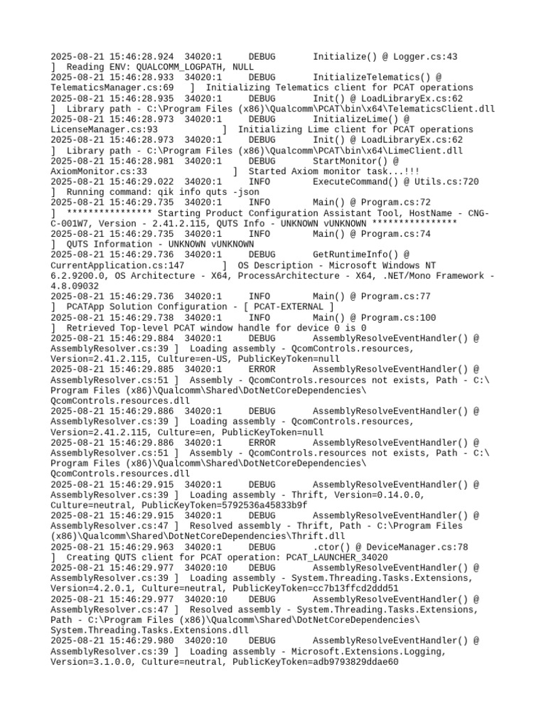 PCATApp Initialization Log | PDF | Debugging | Microsoft Software