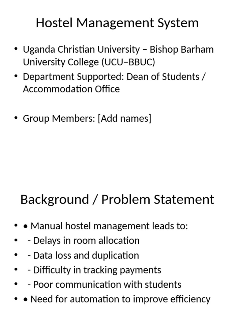 Hostel Management System Presentation | PDF