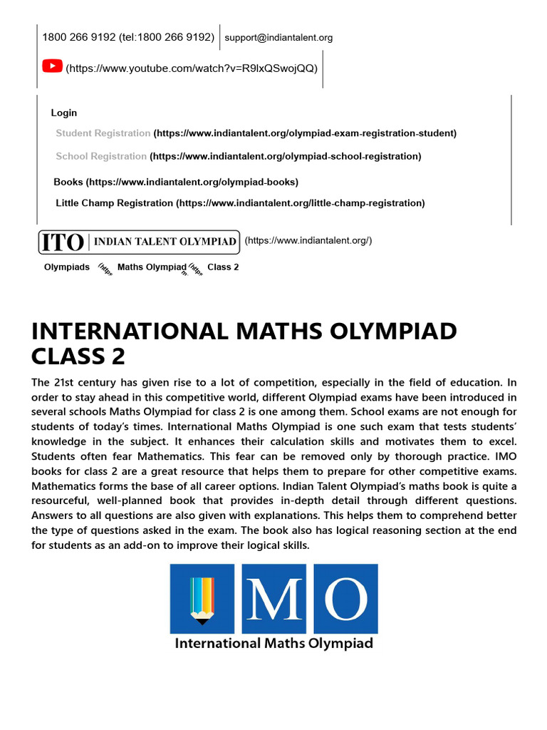 Class 2 Maths Olympiad Preparation Guide | PDF | Mathematics | Learning