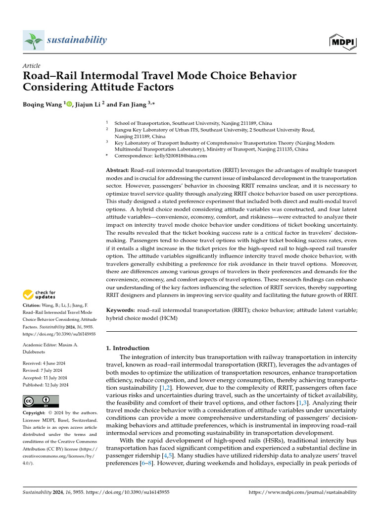 Road-Rail Intermodal Travel Behavior Analysis | PDF | Cluster Analysis ...
