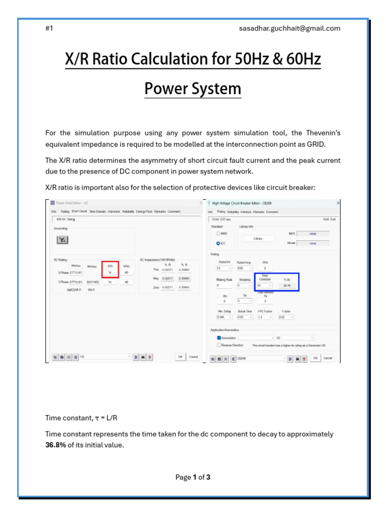 X/R Ratio Calculation for Power Systems | PDF