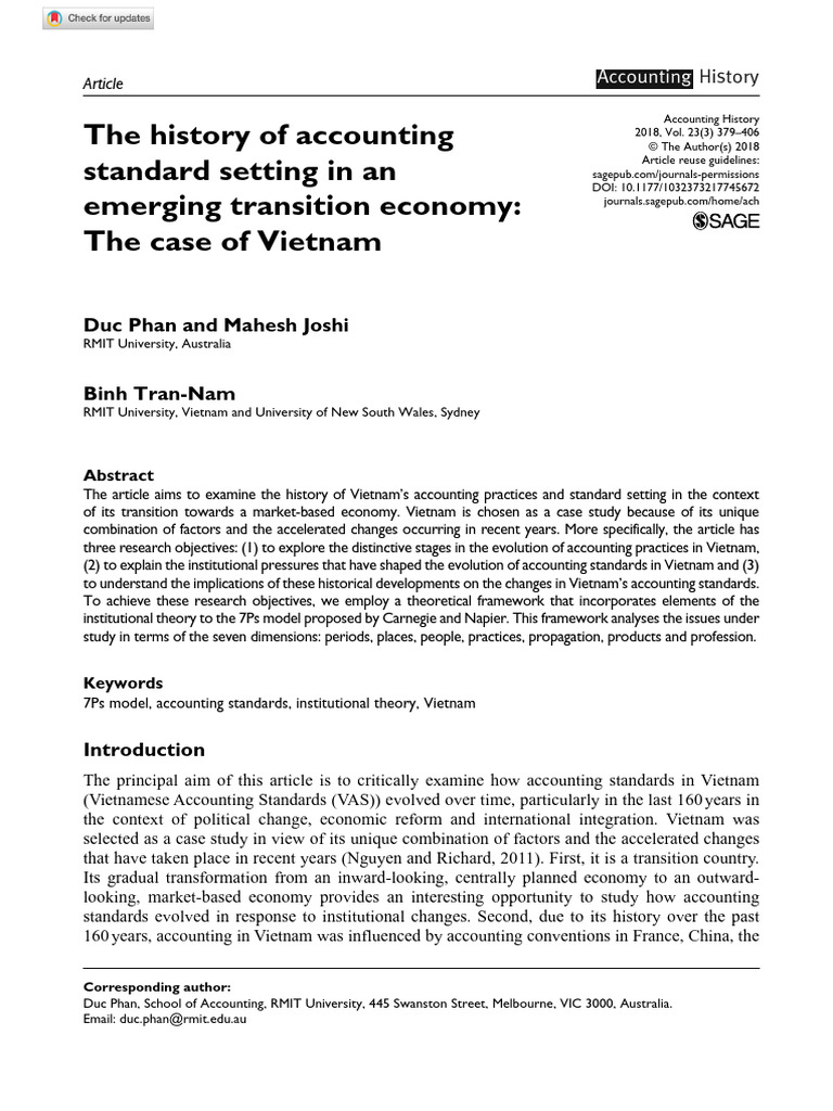 Vietnam's Accounting Standards Evolution | PDF | Accountant ...