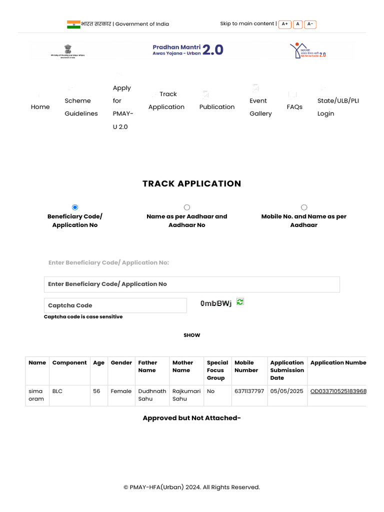 Pmay Hfa Urban Application Tracking Pdf