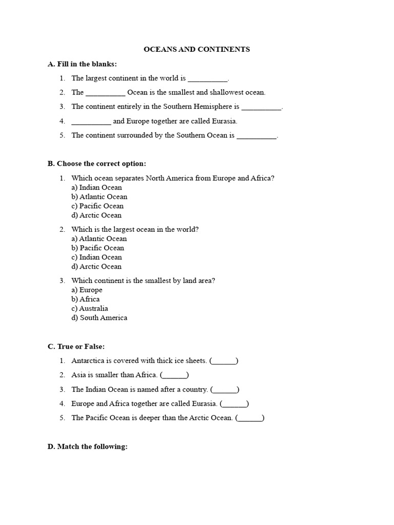 Smallest and Shallowest Ocean Quiz | PDF