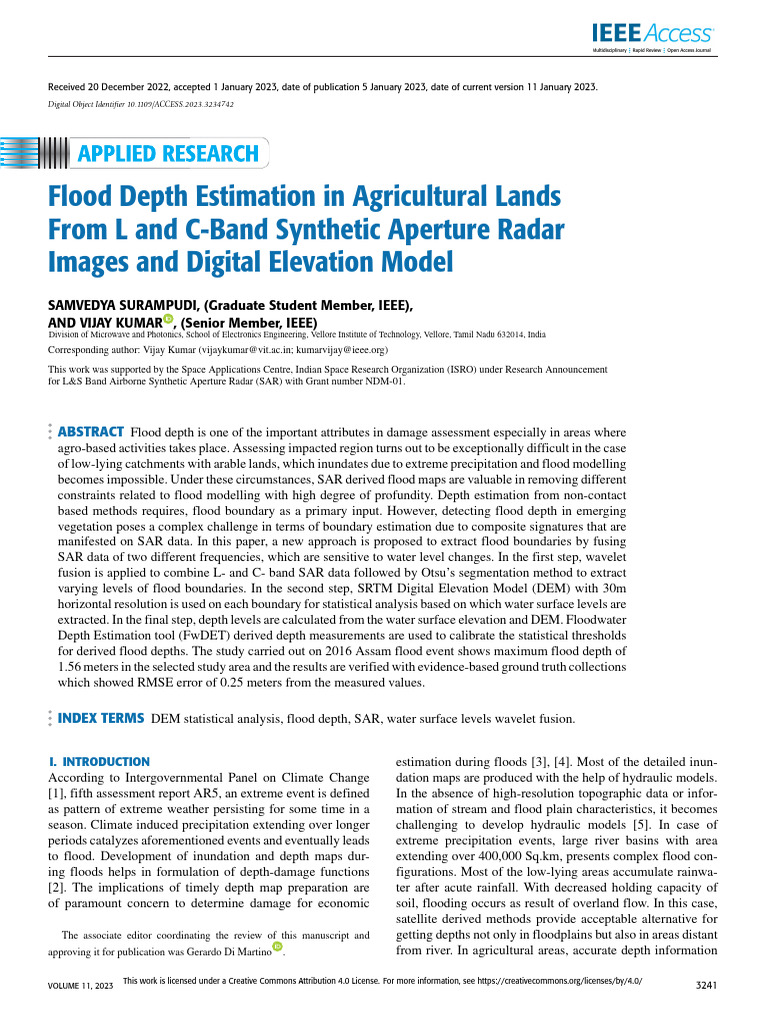 Flood Depth Estimation Using SAR Data | PDF | Flood | Earth Sciences