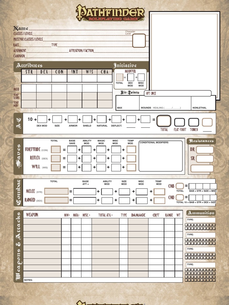 Pathfinder Character Sheet Template | PDF | Computers