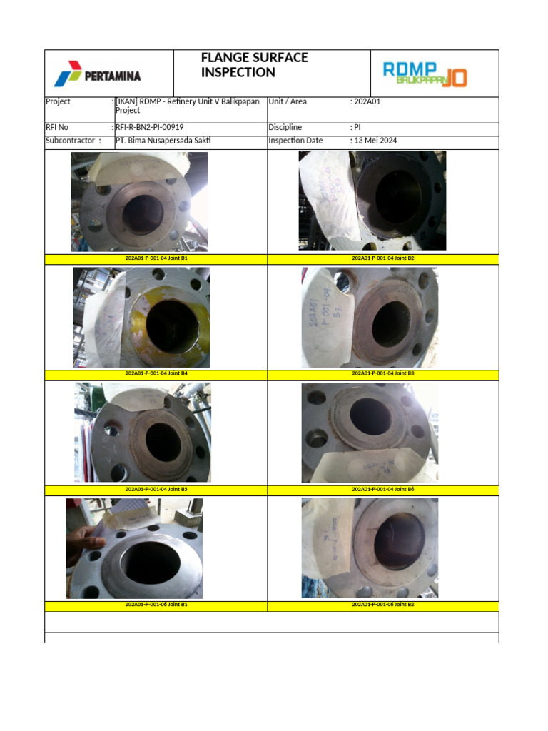 Flange Surface Inspection Report 2024 | PDF