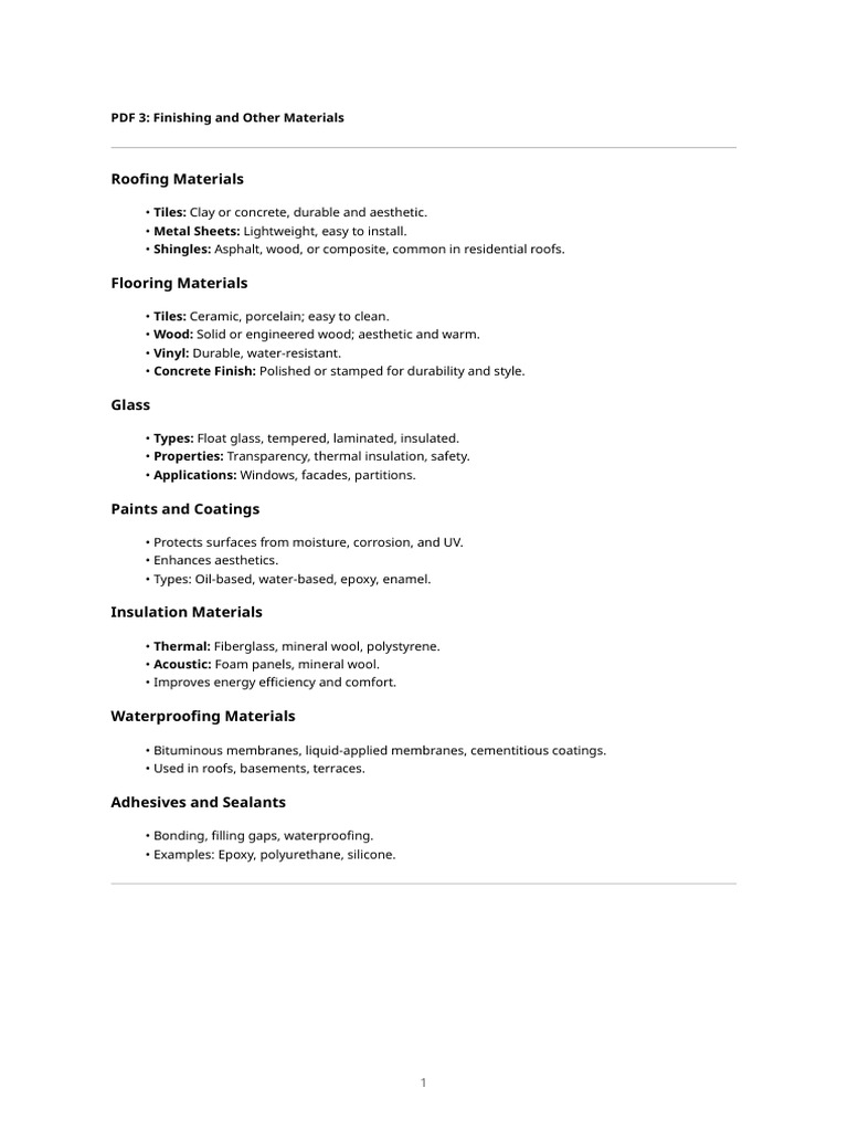 Essential Finishing Materials Guide | PDF