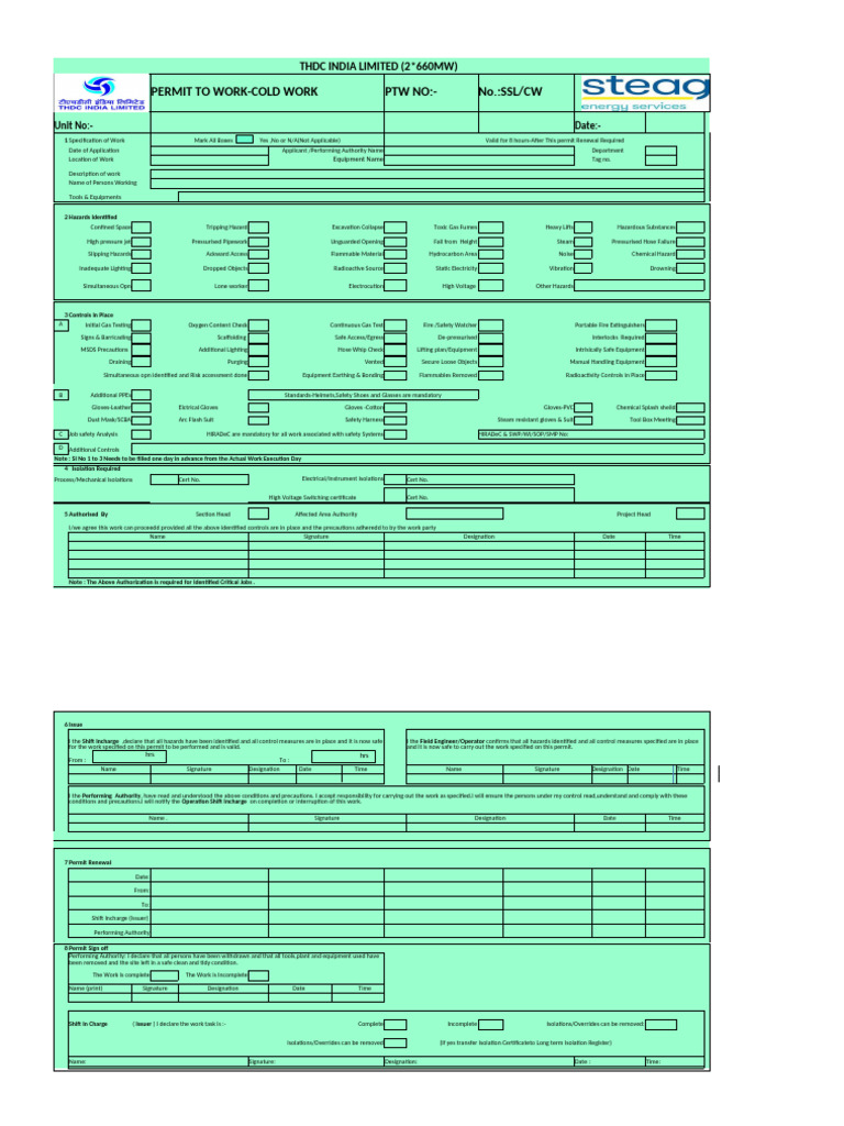 THDC India Limited Permit to Work Guide | PDF | Vehicles | Personal ...
