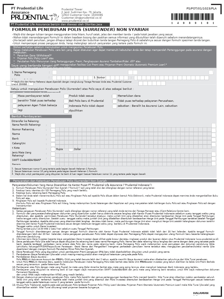 Panduan Penebusan Polis Prudential | PDF