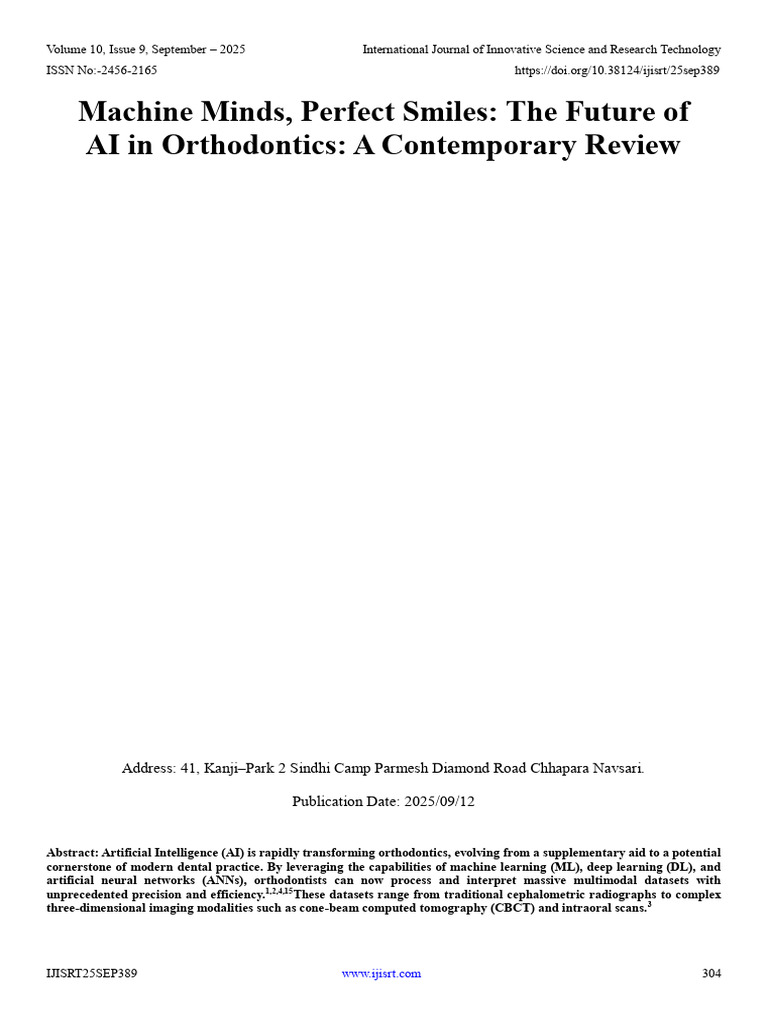 AI Transforming Orthodontics: A Review | PDF | Artificial Intelligence ...