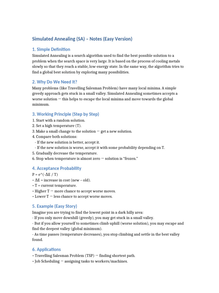 Simulated Annealing Explained Simply | PDF