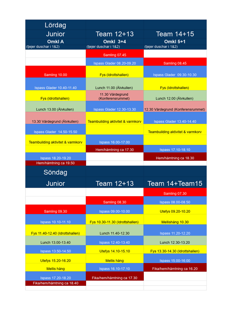 Camp Grejer 2025 - Schema | PDF