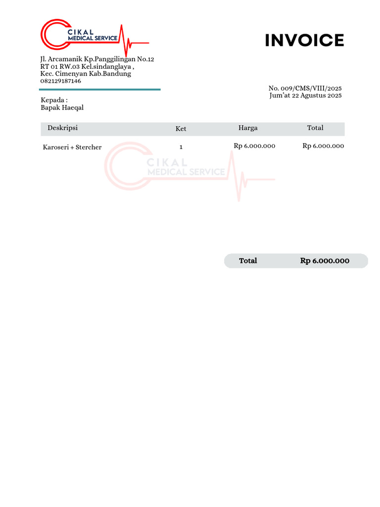 Invoice Pembayaran Rp 6.000.000 | PDF