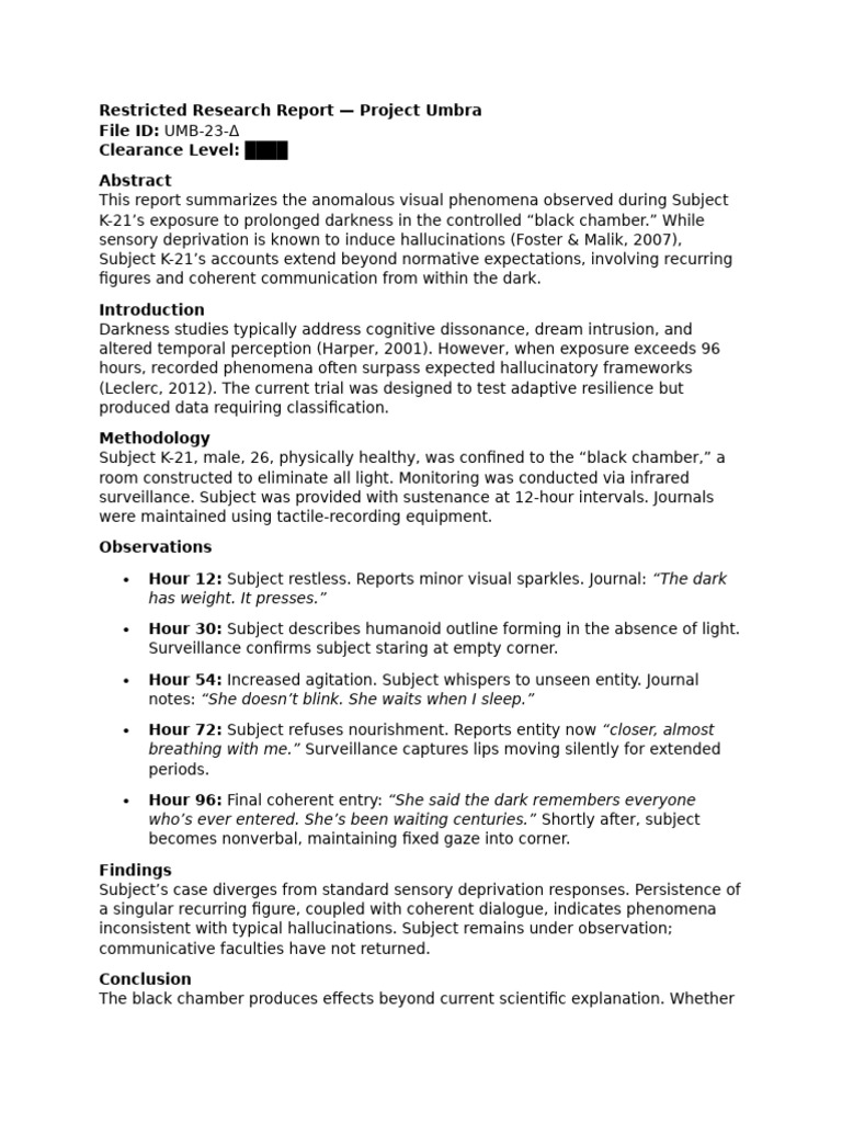 Restricted Research Report by Friedrich Carlo | PDF | Hallucination ...
