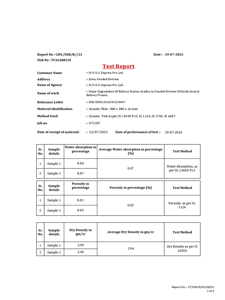 G.S.express Tile Test | PDF