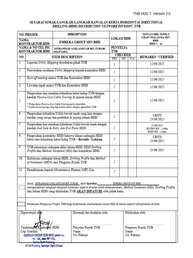 Checklist Form Bayan Lepas Section 2 | PDF