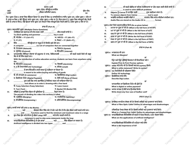 Class 12th Computer Board Exam March 2025 | PDF