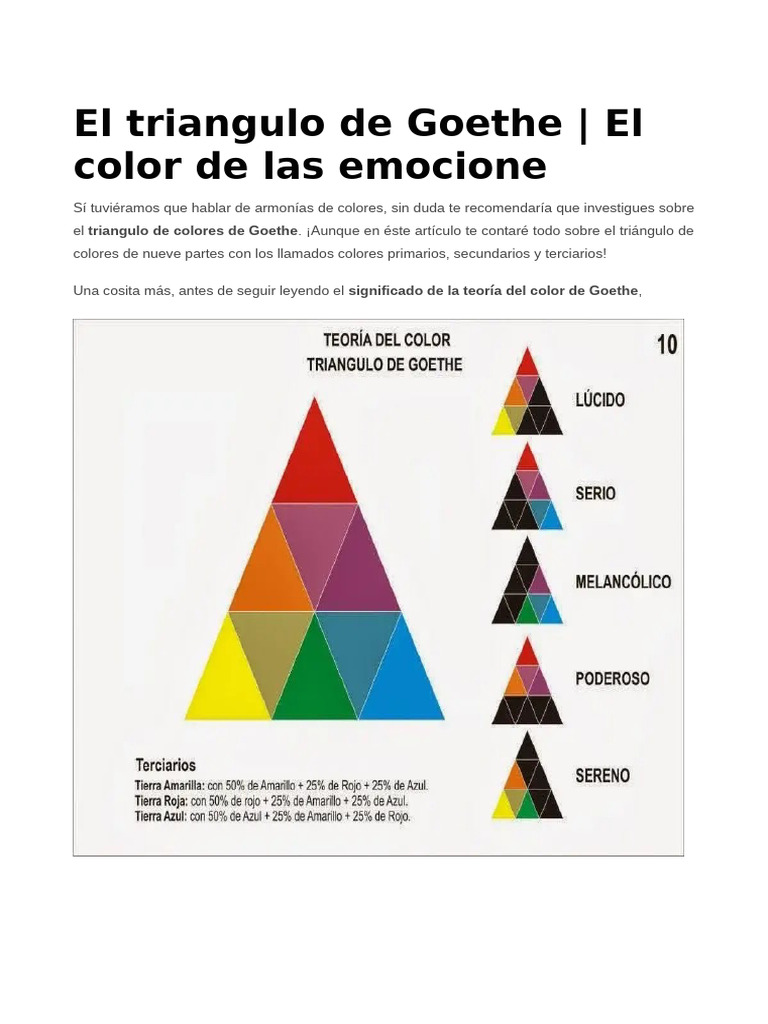 Triángulo de Goethe y emociones del color | PDF | Color | Diseño gráfico