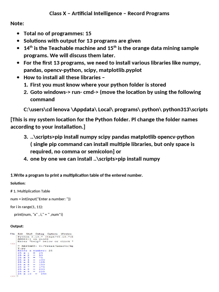 Class X AI Program Solutions Guide | PDF | Letter Case | Computing