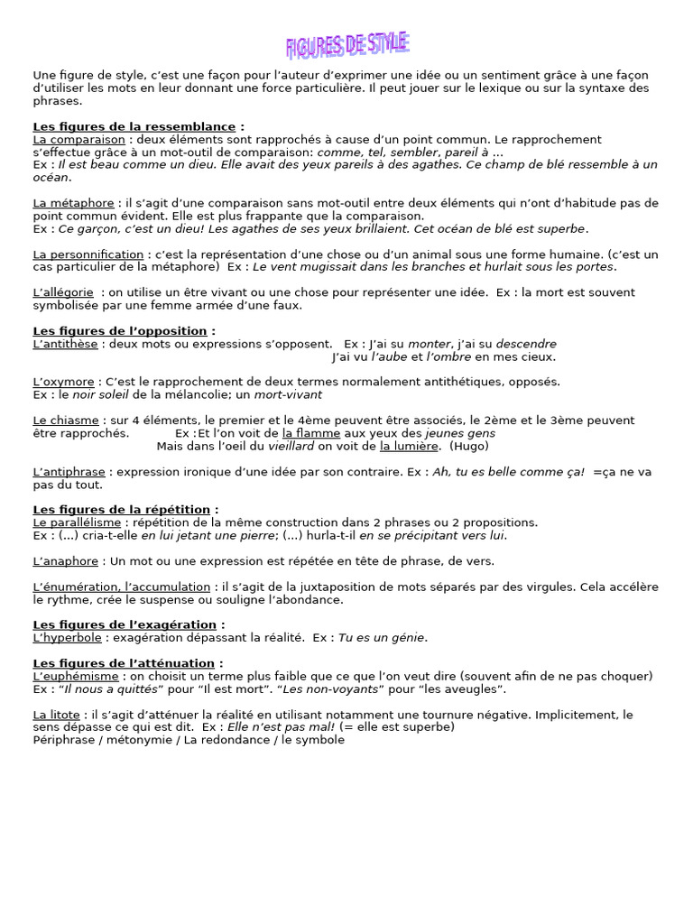 Les Figures de Style en Littérature | PDF | Techniques de rhétorique