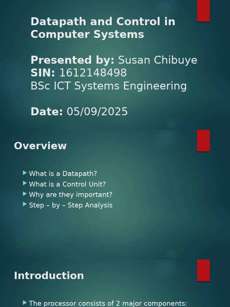 Datapath and Control Unit Overview | PDF | Computer Engineering ...