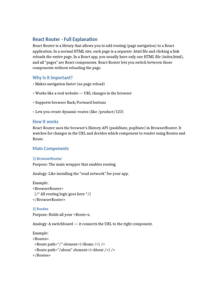 React Router: Efficient Page Navigation | PDF | Computer Programming ...