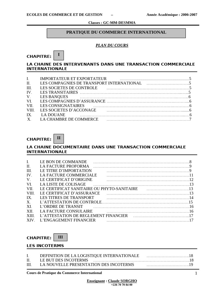 Pratique du Commerce International | PDF | Secteurs du service | Économie