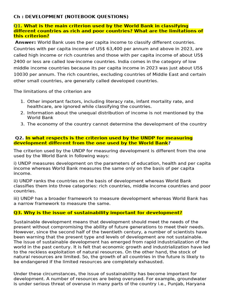 World Bank vs UNDP Development Criteria | PDF | Developing Country ...