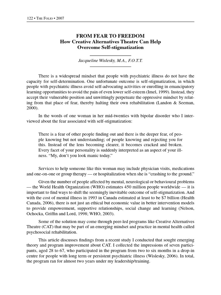 Overcoming Self-Stigmatization in Mental Health | PDF | Mental Disorder ...
