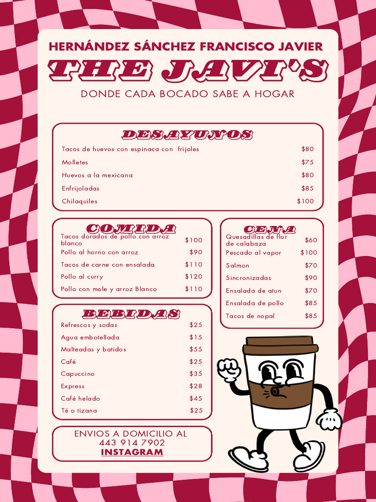 Menú Cafetería Retro Rosa | PDF