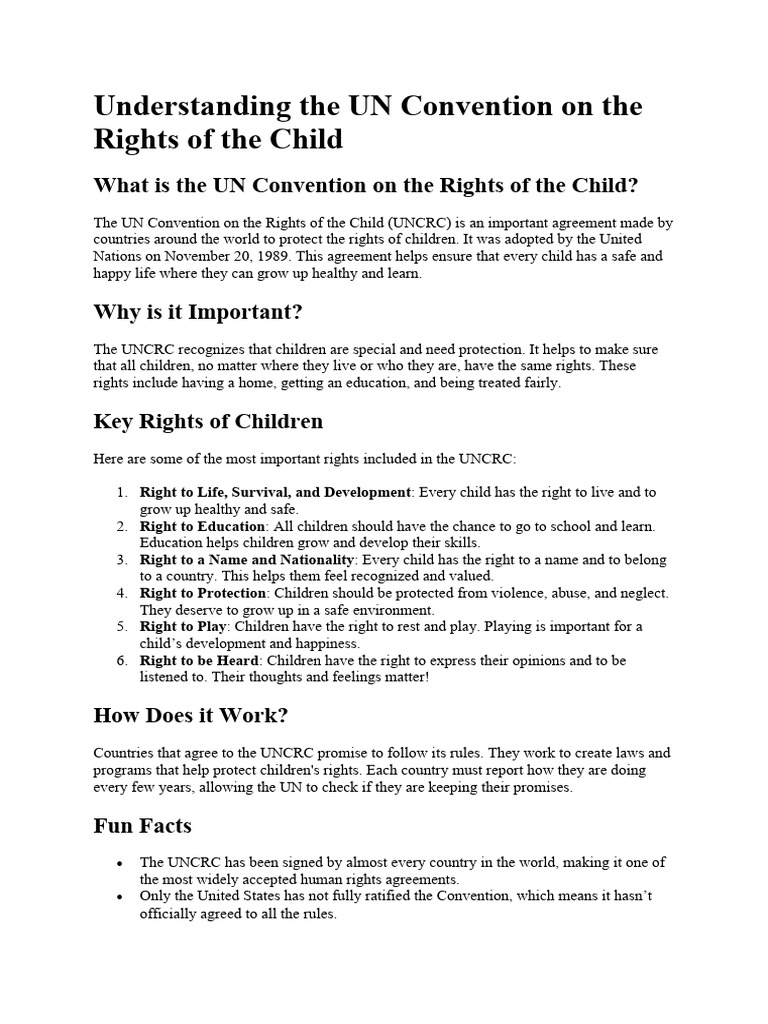 Understanding the UN Convention on the Rights of the Child | PDF ...
